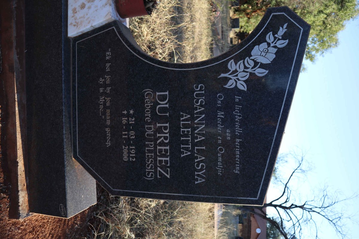 PREEZ Susanna Lasya Aletta, du nee DU PLESSIS 1912-2000