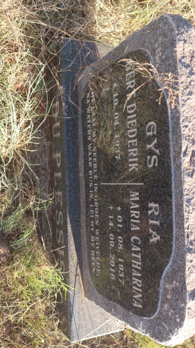 PLESSIS Gert Diederik, du 1937- &amp; Maria Catharina 1937-2016
