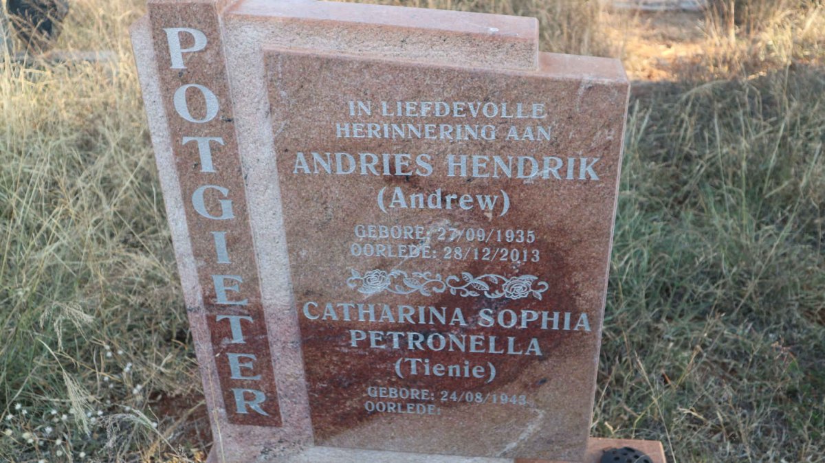 POTGIETER Andries Hendrik 1935-2013 &amp; Catharina Sophia Petronella 1943-