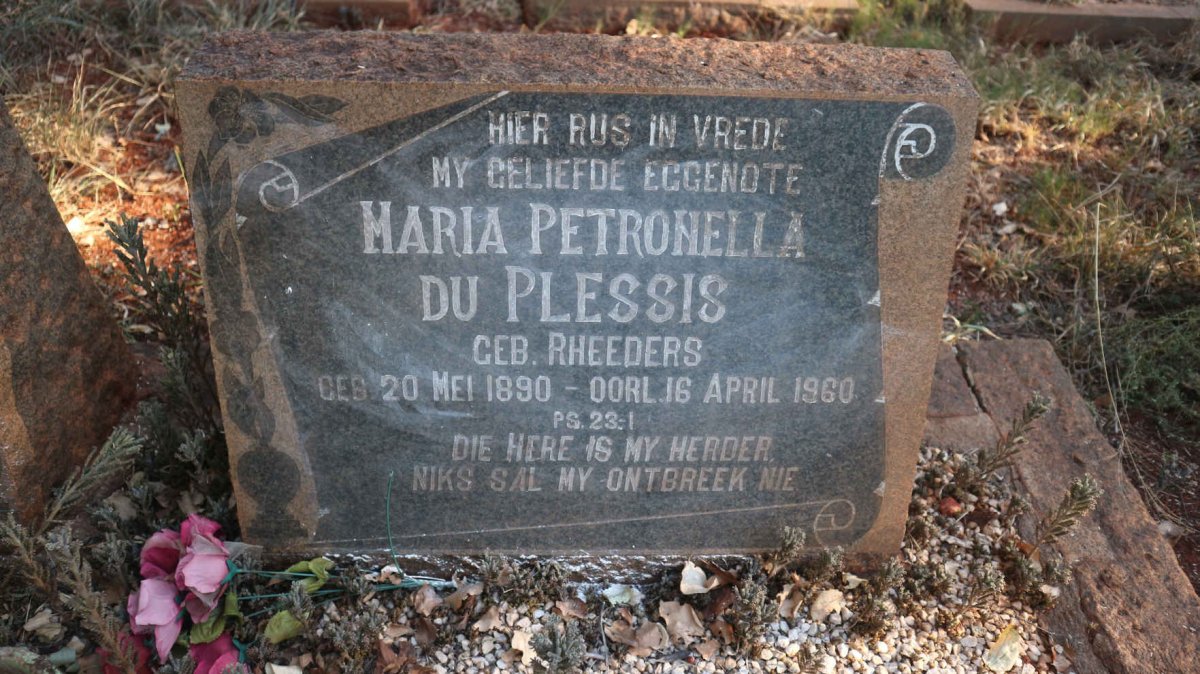 PLESSIS Maria Petronella, du nee RHEEDERS 1890-1960