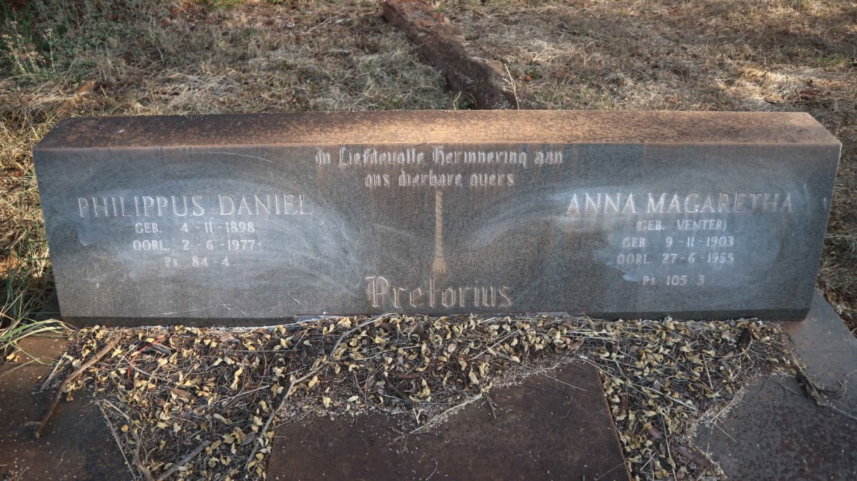 PRETORIUS Philippus Daniel 1898-1977 &amp; Anna Magaretha VENTER 1903-1955