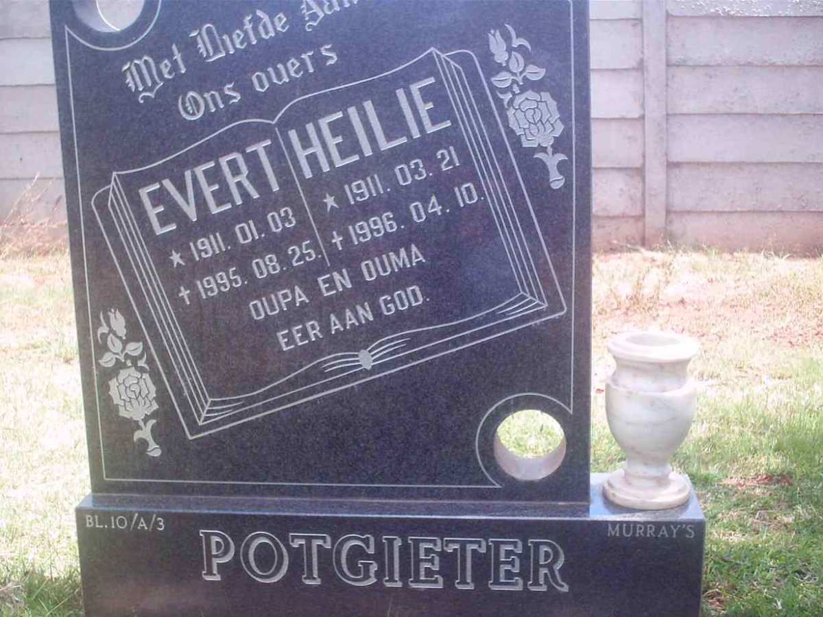 POTGIETER Evert 1911-1995 &amp; Heilie 1911-1996