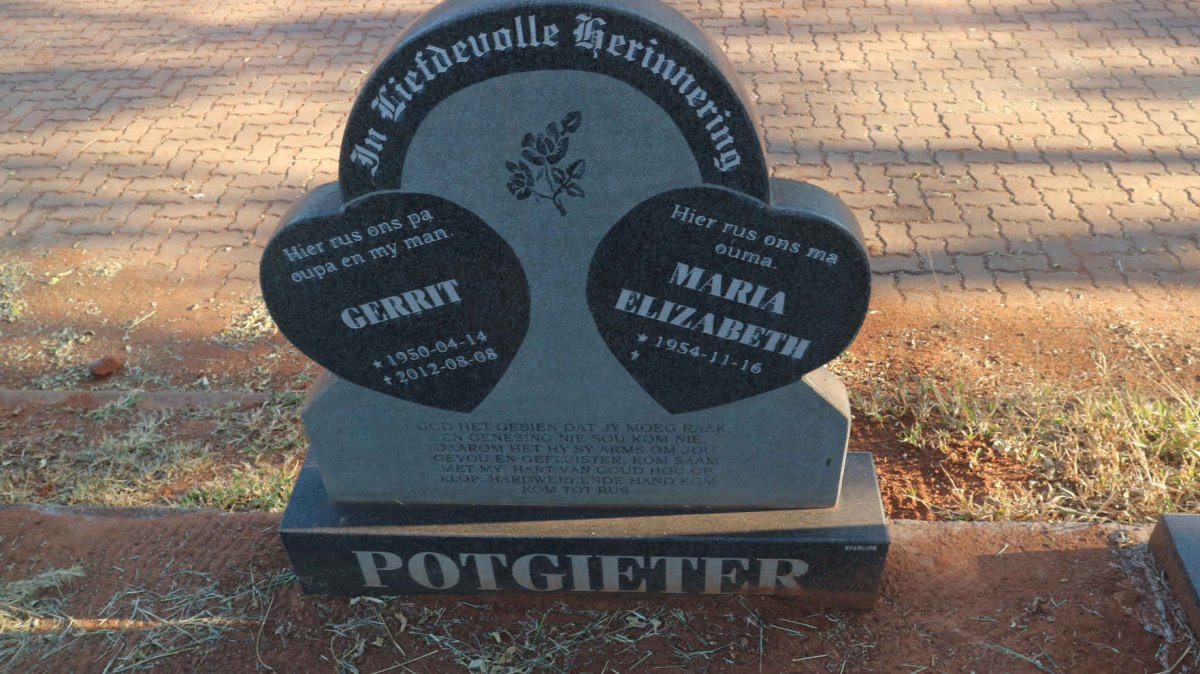 POTGIETER Gerrit 1950-2012 &amp; Maria Elizabeth 1954-