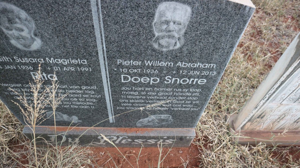 PLESSIS Pieter Willem Abraham, du 1936-2013 &amp; ?ith Susara Magrieta 1936-1991