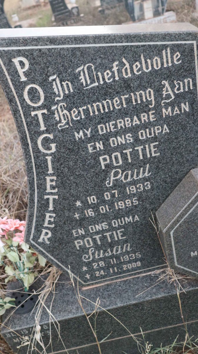 POTGIETER Paul 1933-1995 &amp; Susan 1935-2009