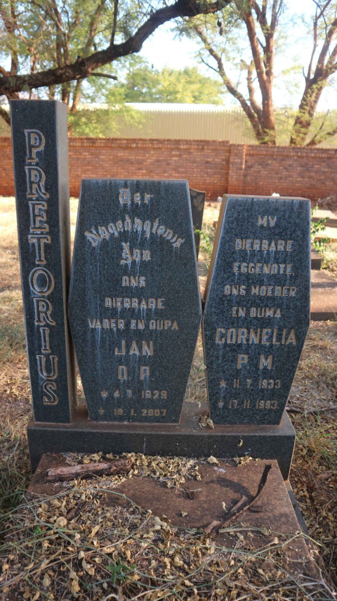 PRETORIUS Jan D.P. 1929-2007 &amp;  Cornelia P.M. 1933-1993