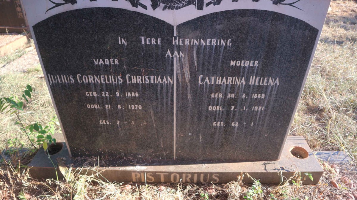 PISTORIUS Julius Cornelius Christiaan 1886-1970 &amp; Catharina Helena 1889-1971