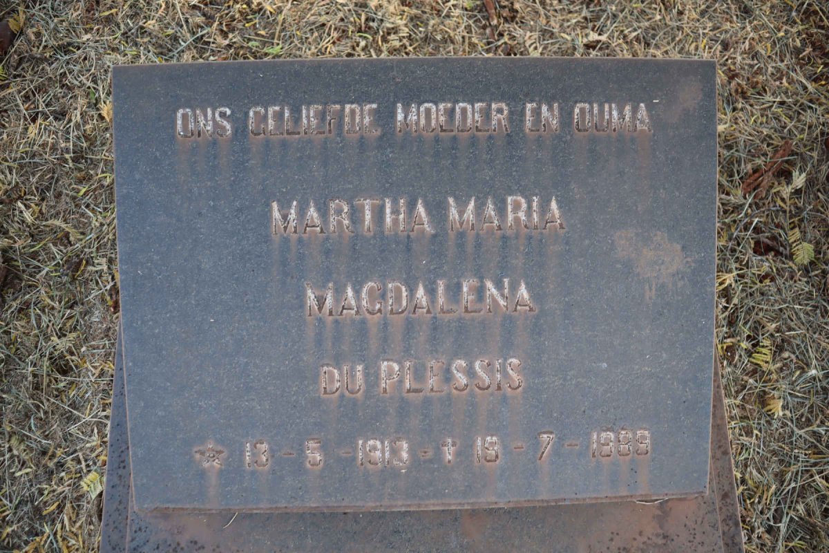 PLESSIS Martha Maria Magdalena, du 1913-1989