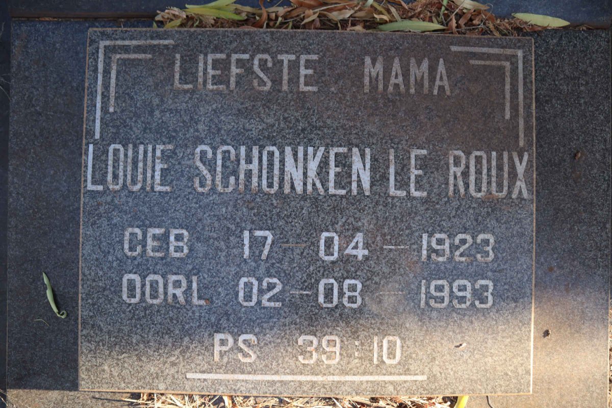 ROUX Louie Schonken, le 1923-1993