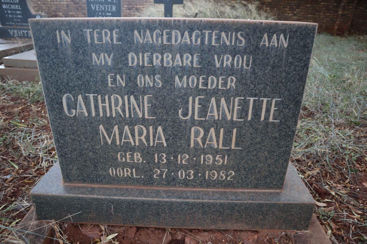 RALL Cathrine Jeanette Maria 1951-1982