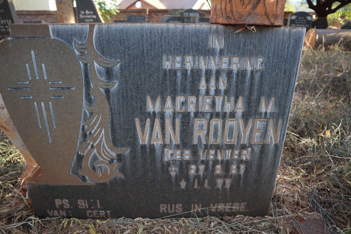 ROOYEN Magrietha M., van nee VENTER 1957-1977