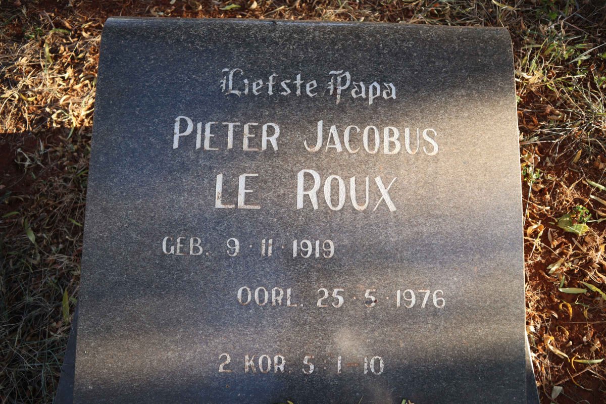 ROUX Pieter Jacobus, le 1919-1976