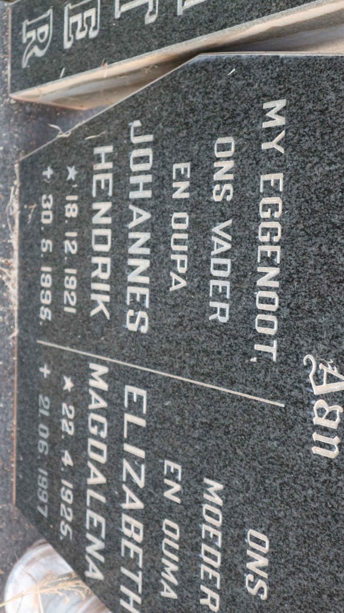 RICHTER Johannes Hendrik 1921-1995 &amp; Elizabeth Magdalena 1925-1997