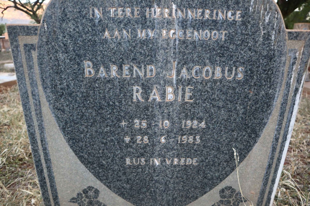 RABIE Barend Jacobus 1924-1983