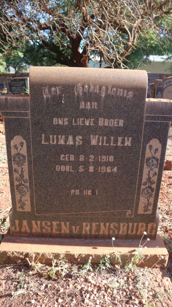 RENSBURG Lukas Willem, Jansen v. 1910-1964