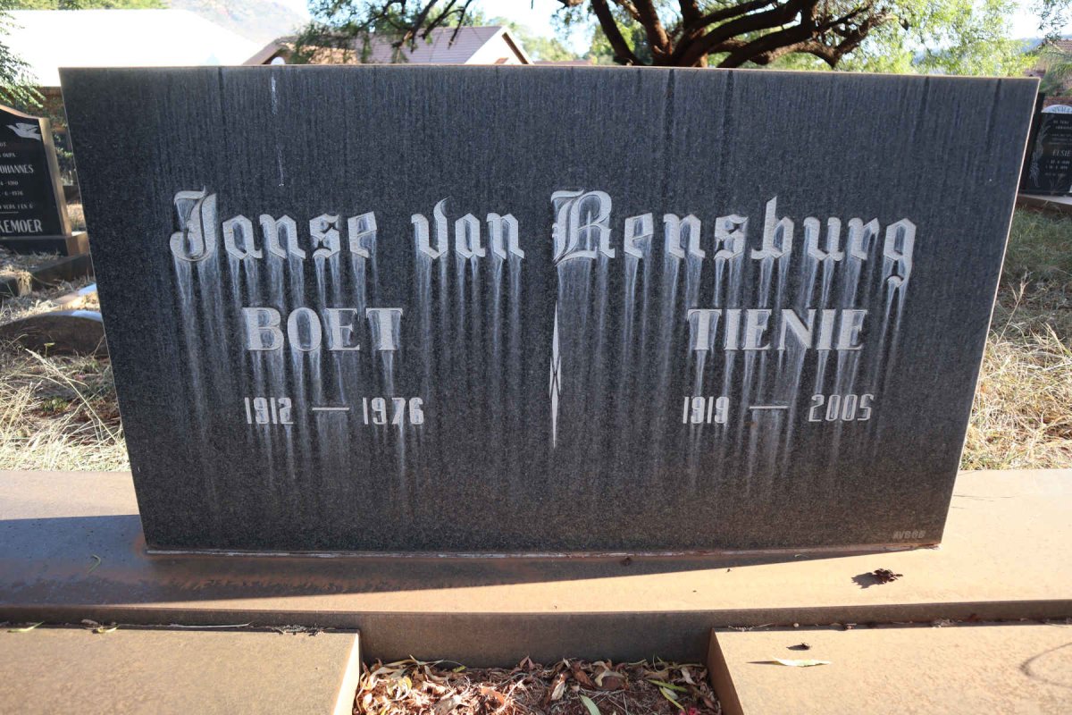 RENSBURG Boet, Janse van 1912-1976 &amp; Tienie 1919-2005