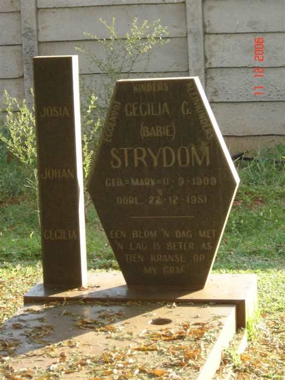 STRYDOM Cecilia C. nee MARX 1909-1981
