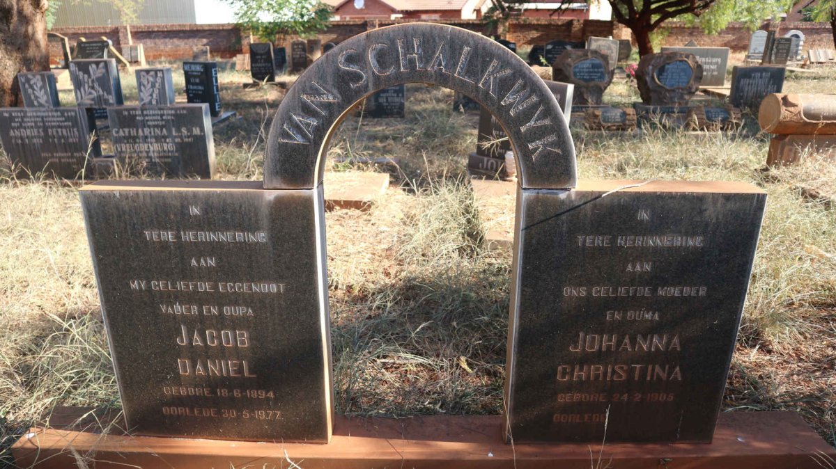SCHALKWYK Jacob Daniel, van 1894-1977 &amp; Johanna Christina 1905-