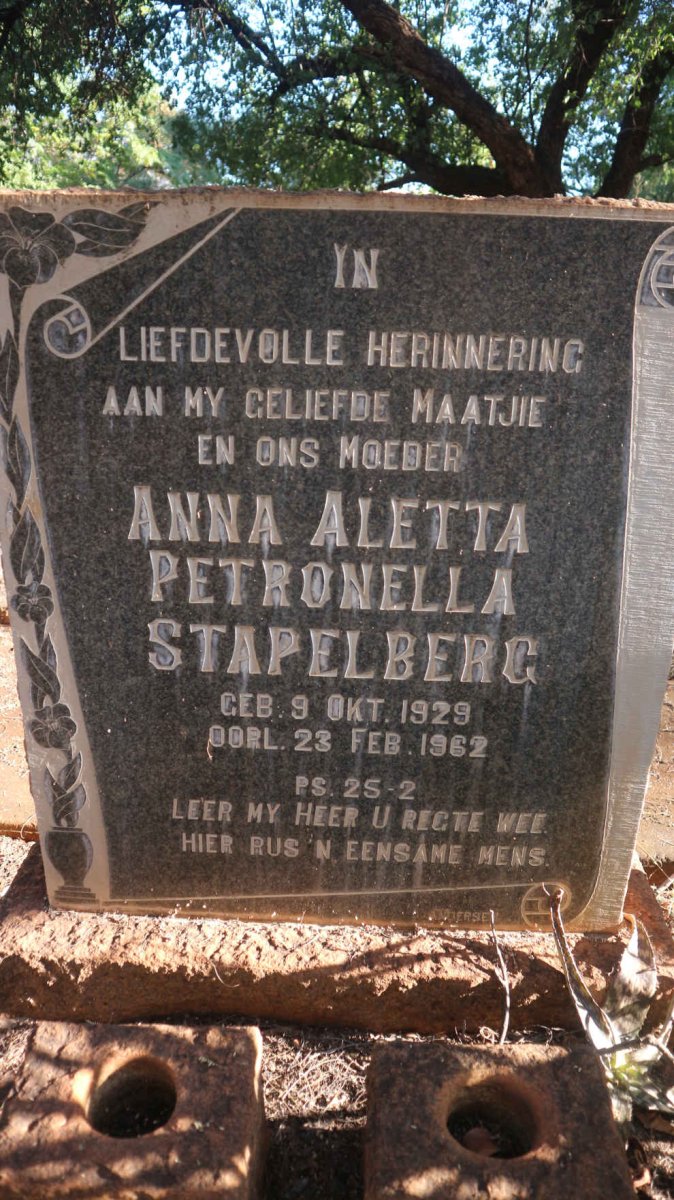 STAPELBERG Anna Aletta Petronella 1929-1962
