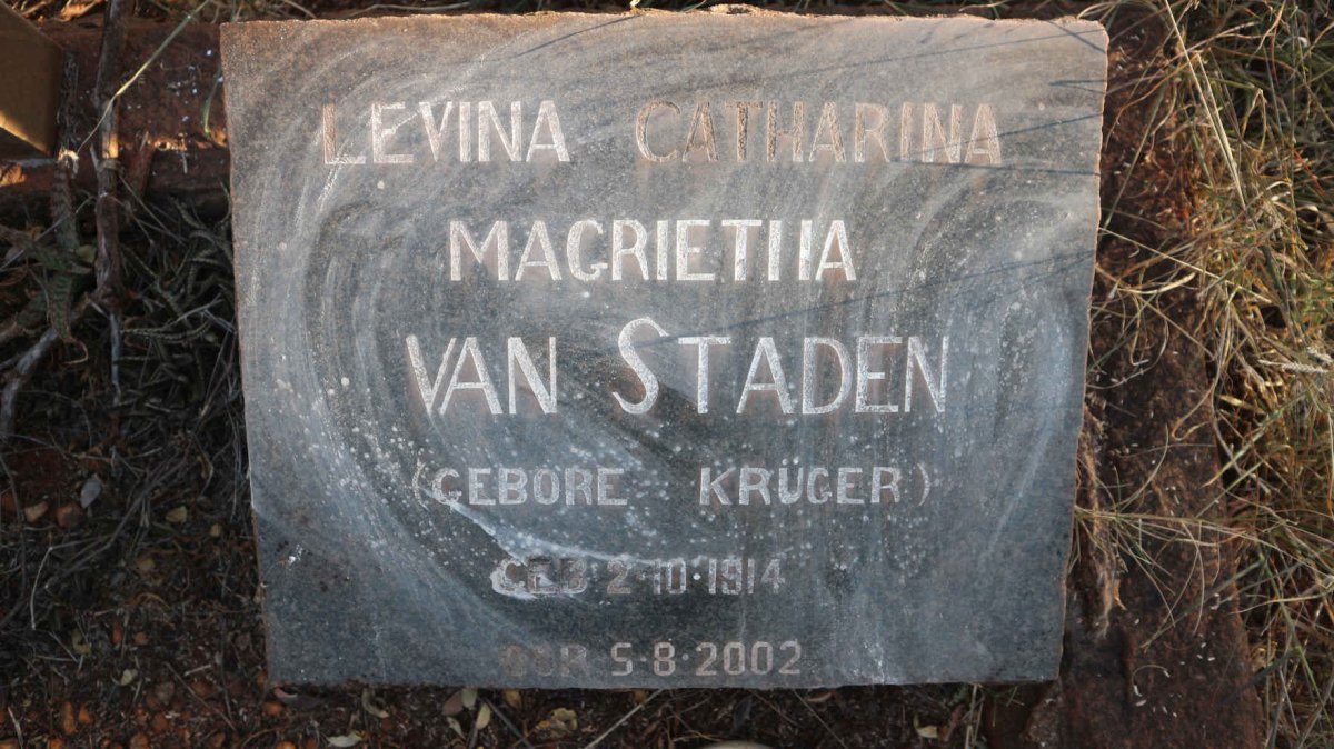 STADEN Levina Catharina Magrietha, van nee KRUGER 1914-2002