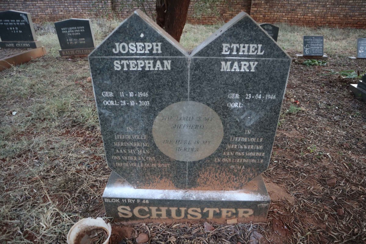 SCHUSTER Joseph Stephan 1946-2003 &amp; Ethel Mary 1946-