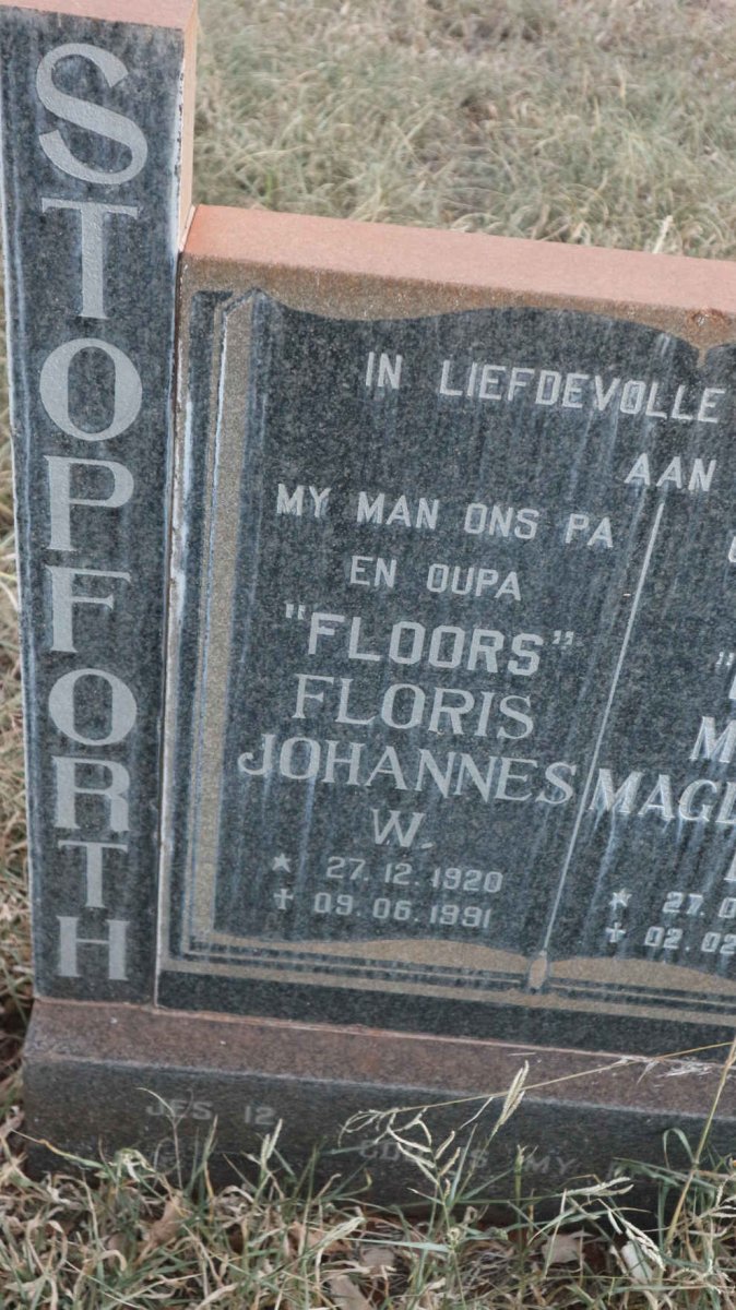 STOPFORTH Floris Johannes W. 1920-1991 &amp; Maria Magdalena E. 1929-1997