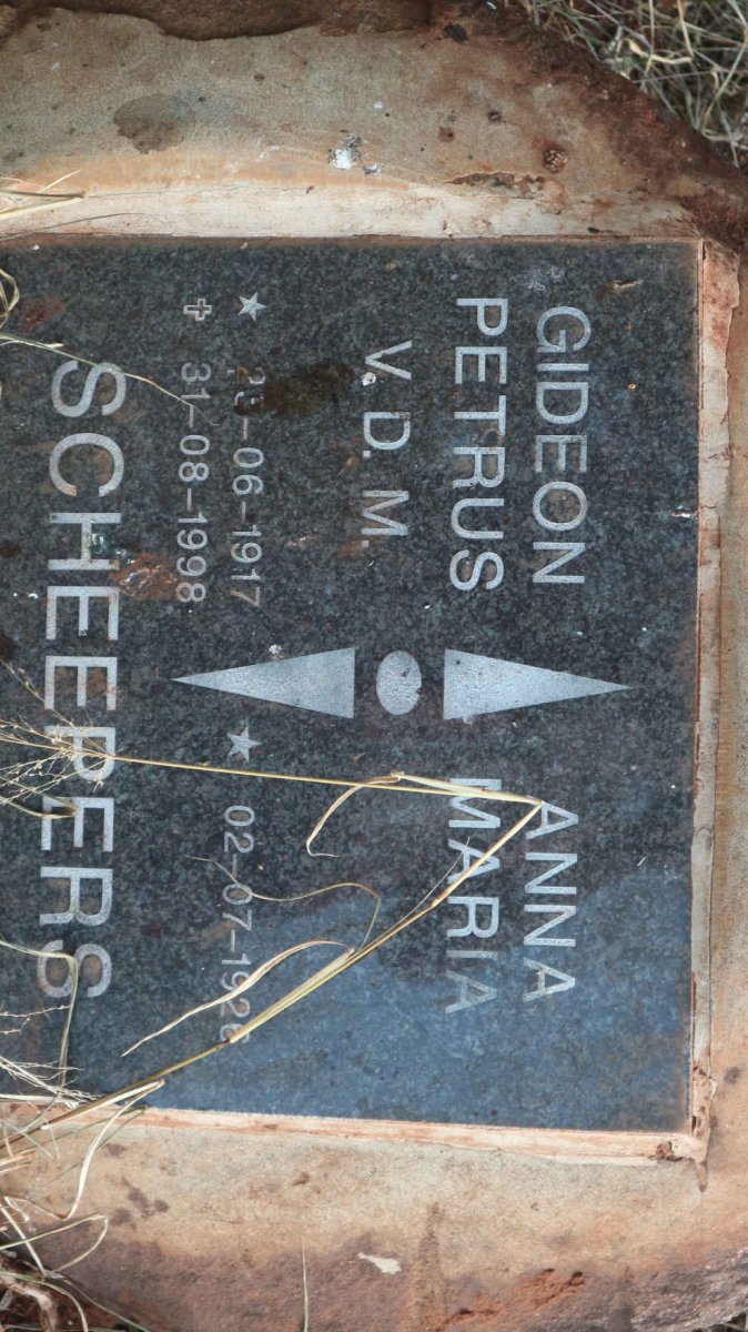 SCHEEPERS Gideon Petrus V.D.M. 1917-1998 &amp; Anna Maria 1926-
