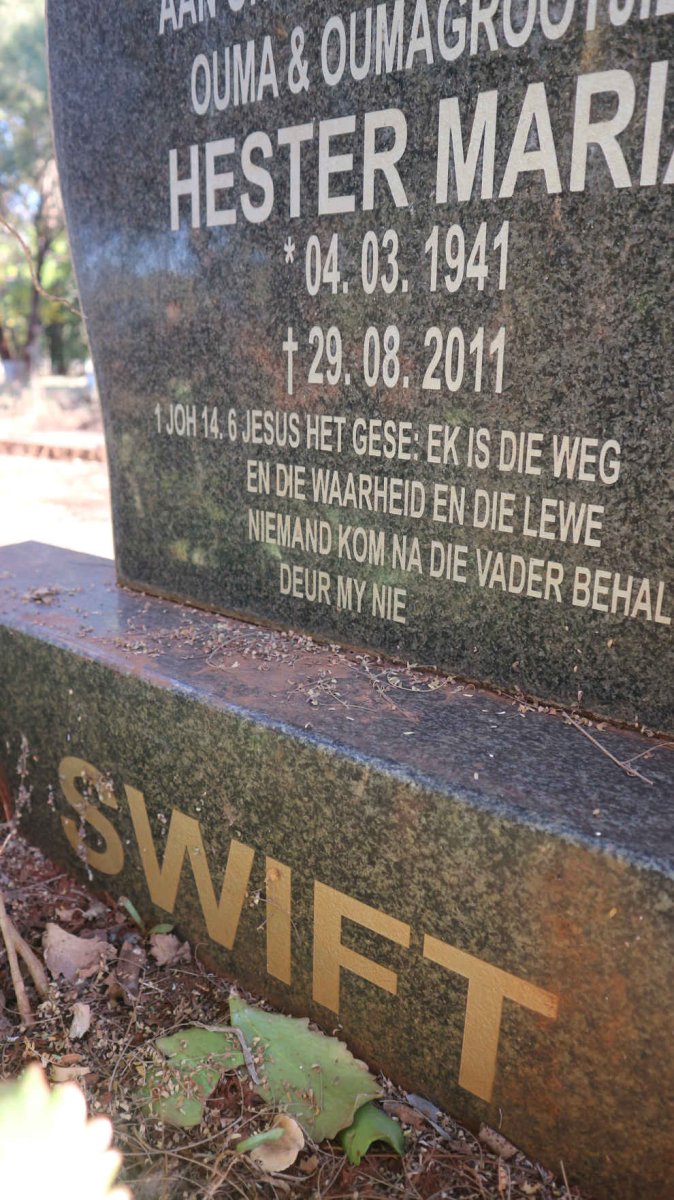 SWIFT Hester Maria 1941-2011