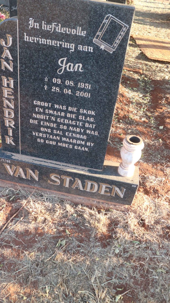 STADEN Jan Hendrik, van 1951-2001