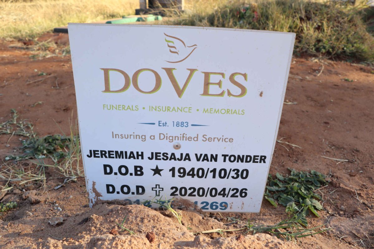 TONDER Jeremiah Jesaja, van 1940-2020
