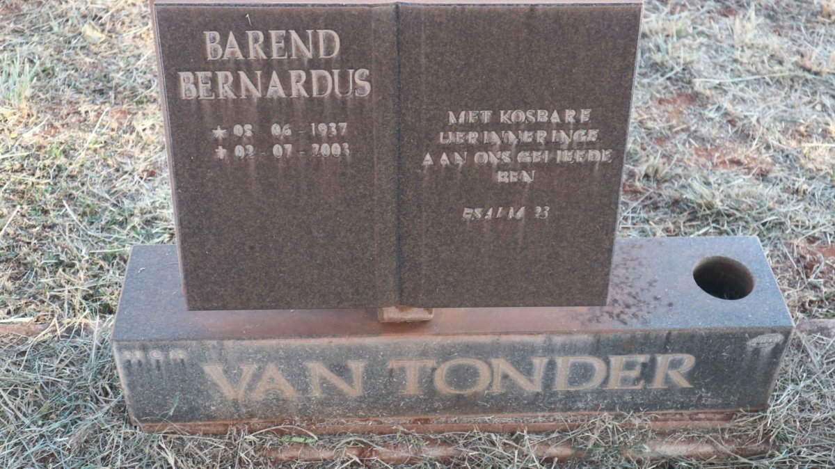 TONDER Barend Bernardus, van 1937-2003