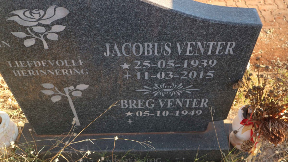 VENTER Jacobus 1939-2015 &amp; Breg 1949-