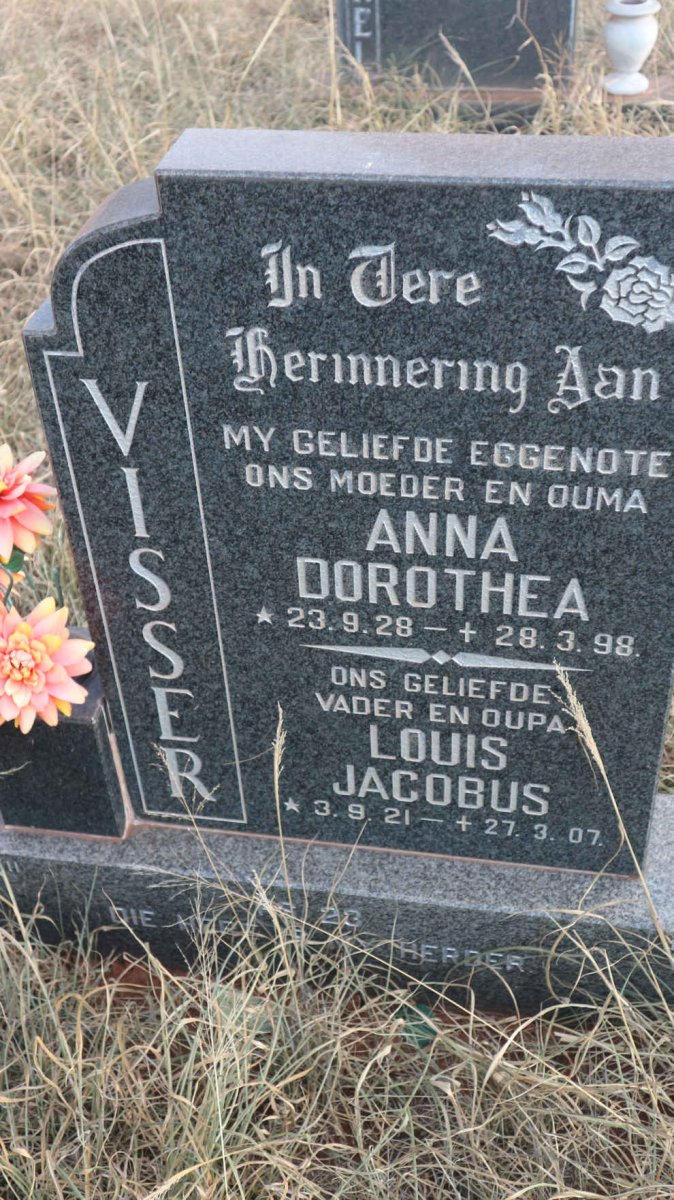 VISSER Louis Jacobus 1921-2007 &amp; Anna Dorothea 1928-1998
