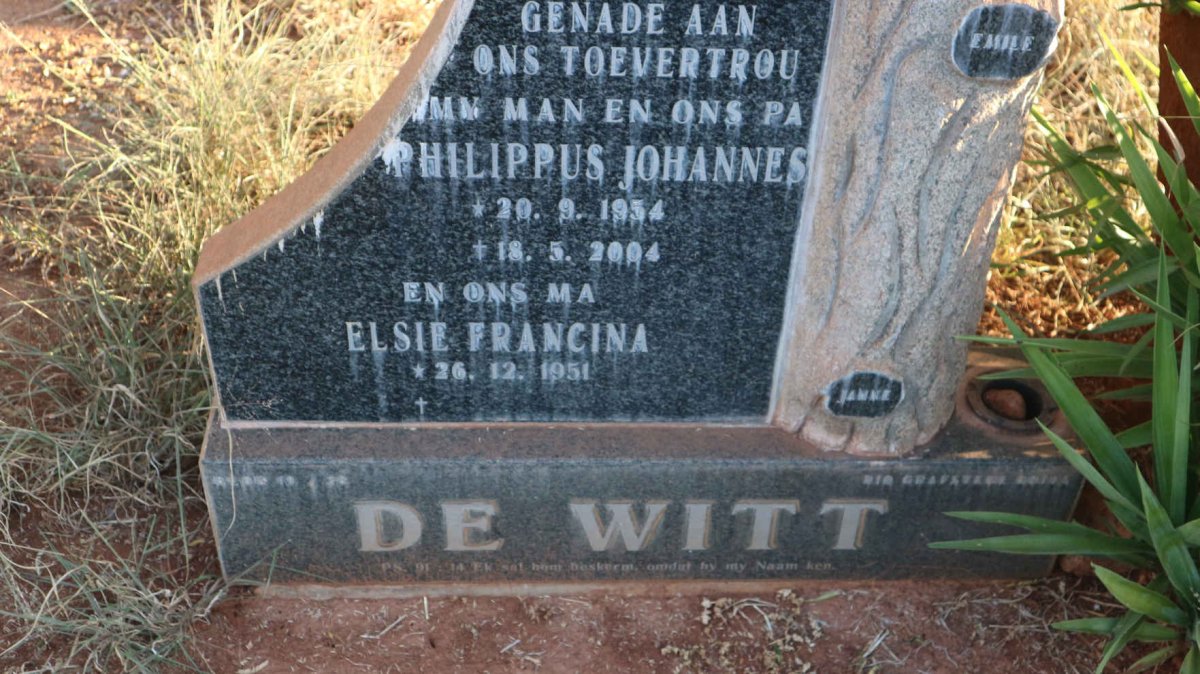 WITT Philippus Johannes, de 1954-2004 &amp; Elsie Francina 1951-