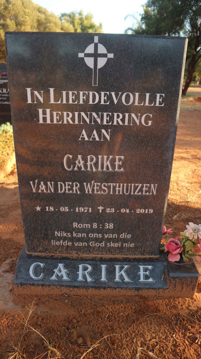 WESTHUIZEN Carike, van der 1971-2019