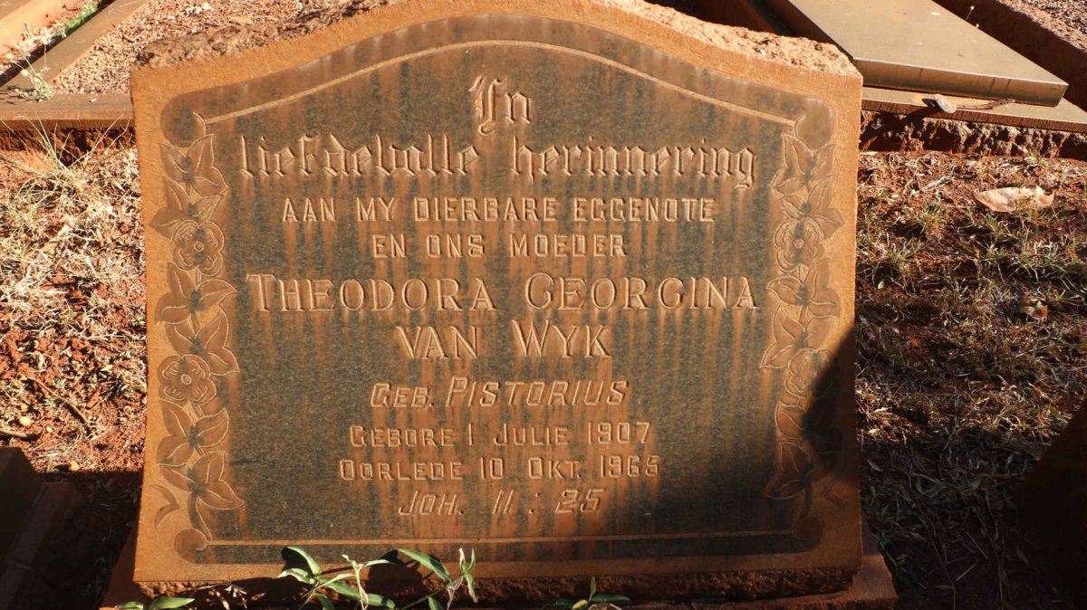 WYK Theodora Georgina, van nee PISTORIUS 1907-1965