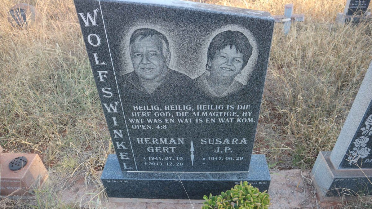 WOLFSWINKEL Herman Gert 1941-2013 &amp; Susara J.P. 1947-