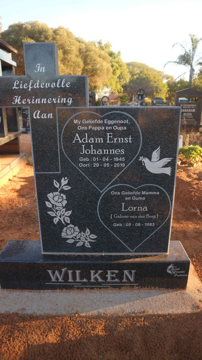 WILKEN Adam Ernst Johannes 1945-2019 &amp; Lorna VAN DEN BERG 1963-