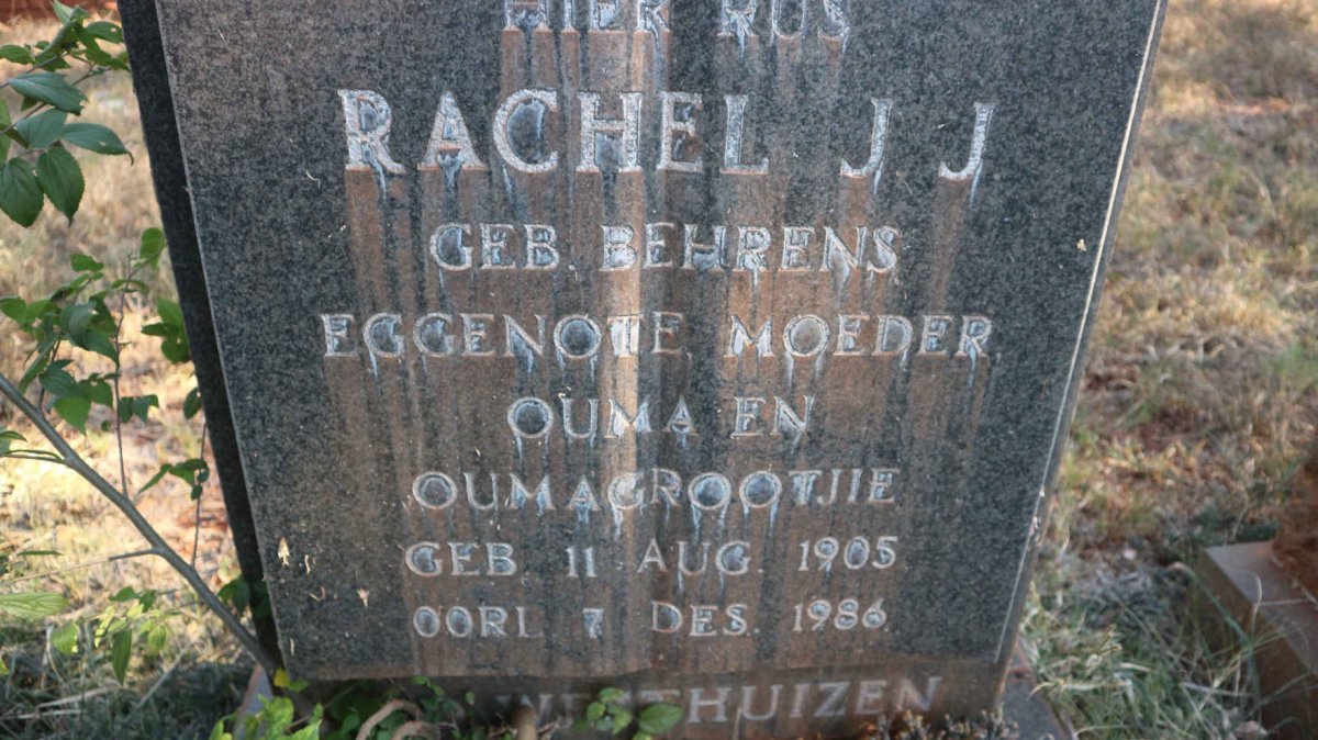 WESTHUIZEN Rachel J.J., van der nee BEHRENS 1905-1986