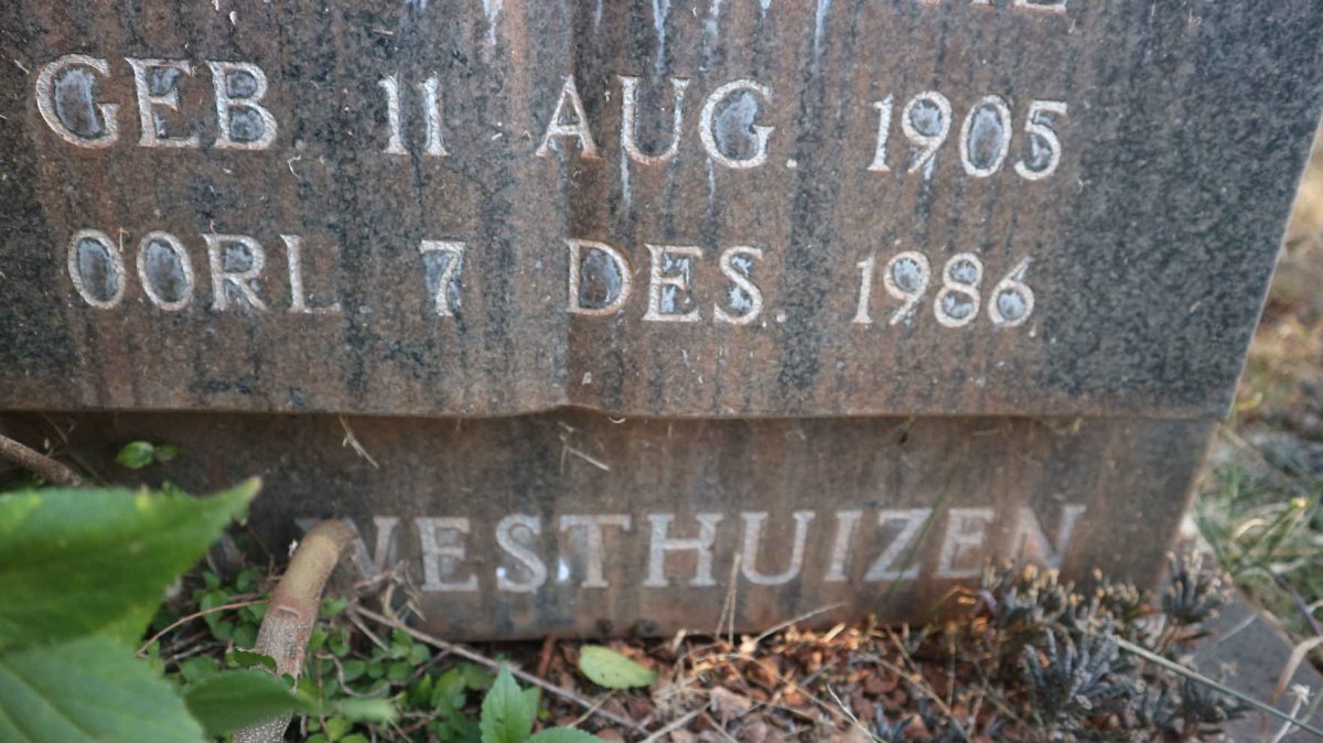 WESTHUIZEN Rachel J.J., van der nee BEHRENS 1905-1986