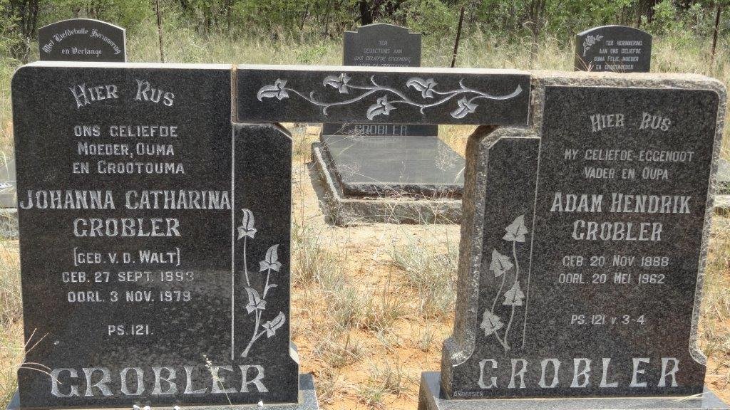GROBLER Adam Hendrik 1888-1962 &amp; Johanna Catharina van der WALT 1893-1979