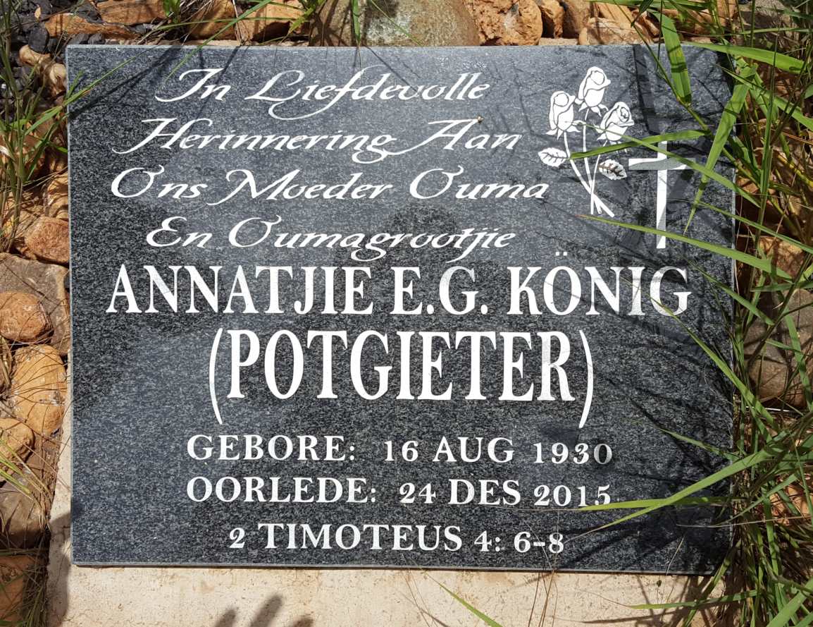 KONIG Annatjie E.G. nee POTGIETER 1930-2015