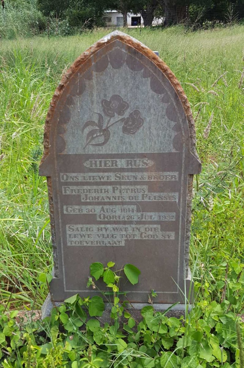 PLESSIS Frederik Petrus Johannis, du 1914-1937