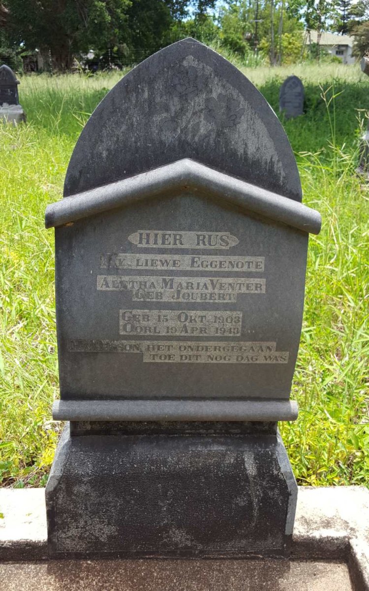 VENTER Aletha Maria nee JOUBERT 1903-1943