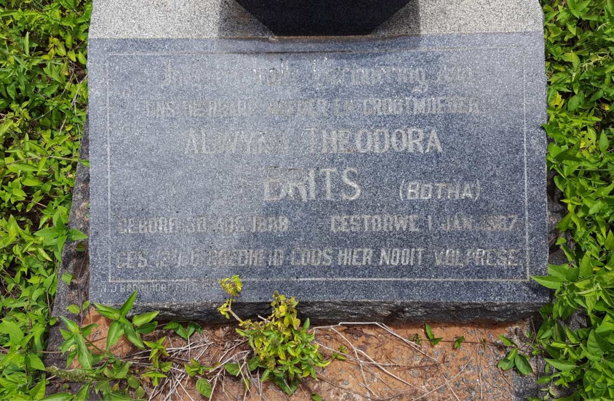BRITS Alwyna Theodora nee BOTHA 1888-19?7