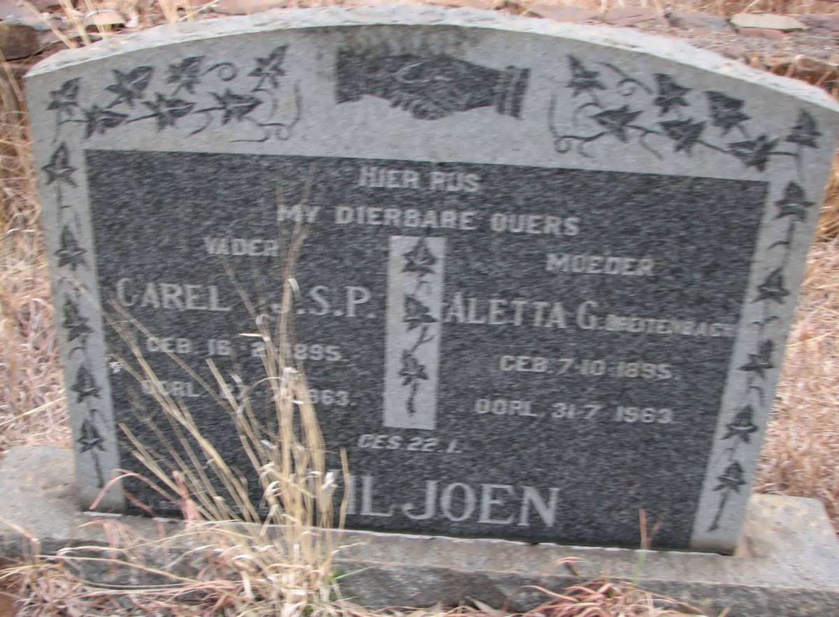 VILJOEN Carel J.S.P. 1895-1963 &amp; Aletta G. BREITENBACH 1895-1963