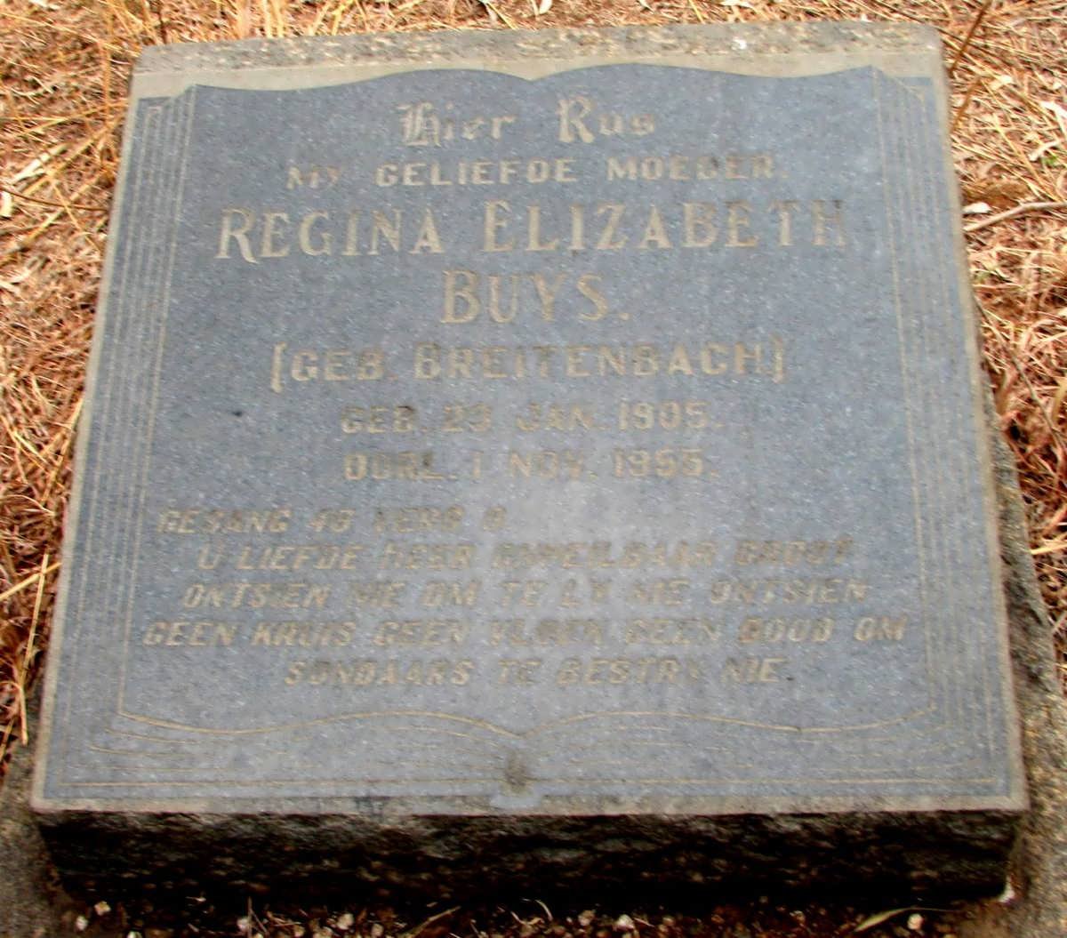 BUYS Regina Elizabeth nee BREITENBACH 1905-1955