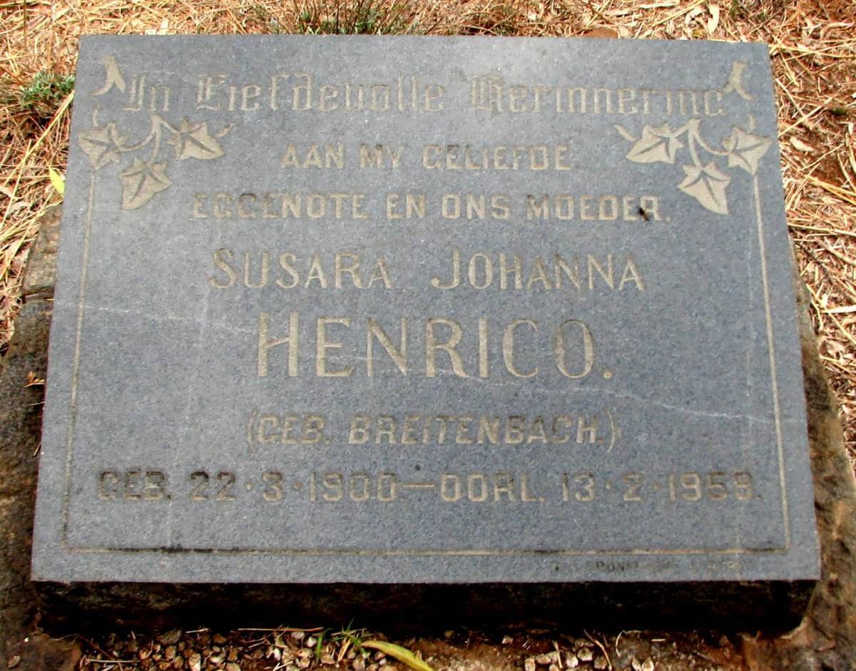 HENRICO Susara Johanna nee BREITENBACH 1900-1959