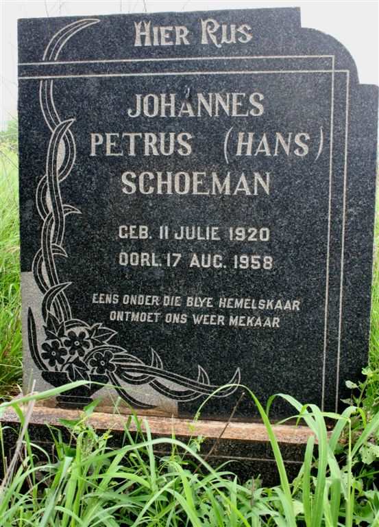 SCHOEMAN Johannes Petrus 1920-1958