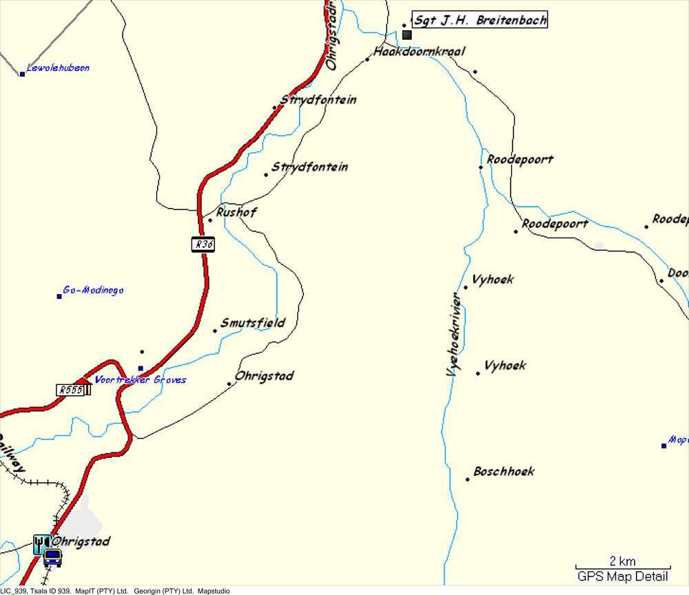 2. Nooitgedacht farm cemetery, Ohrigstad - map